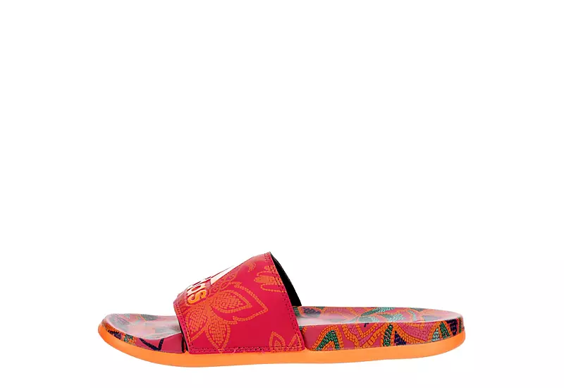 Adidas Womens Adilette Comfort Slide Sandal - Orange - Image 4
