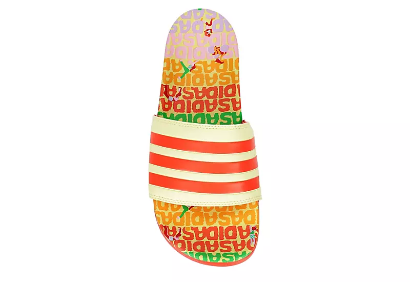 Adidas Womens Adilette Comfort Slide Sandal - Pale Yellow - Image 6